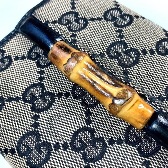 GUCCI BAMBOO GUCCISSIMA GG CANVAS LEATHER WALLET Vintage - Picture 2 of 12